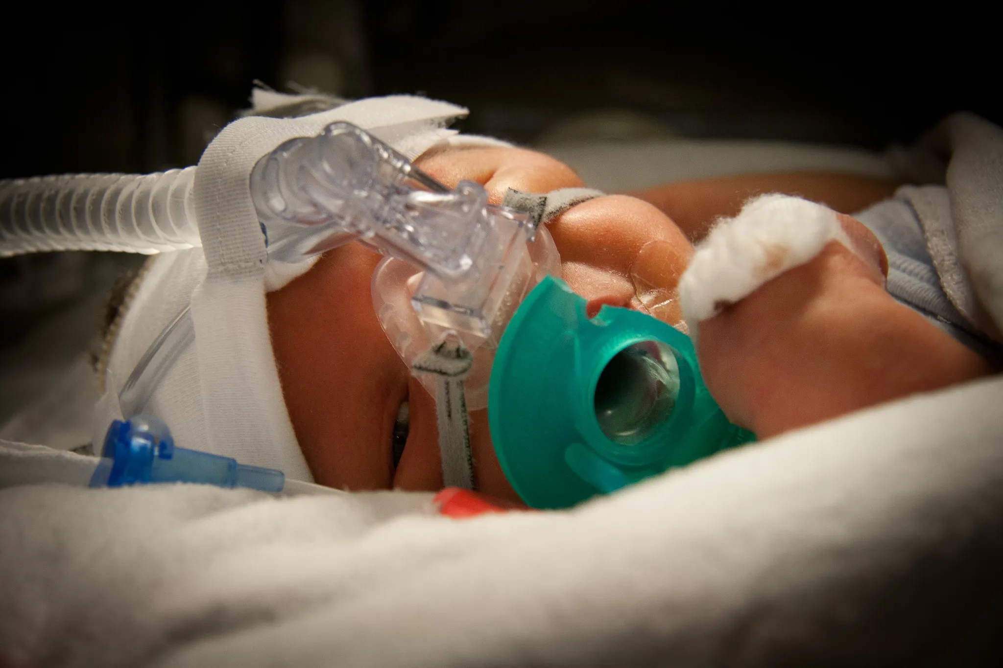 Little Kellan, all hooked up