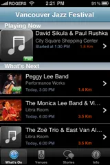 The Main Screen Jazz Fest Mobile Companion main screen